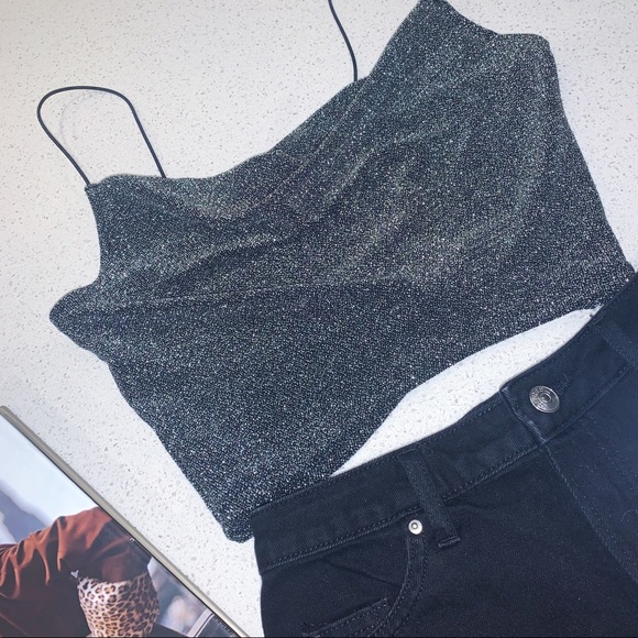 SPARKLY CROP TOP • Cow Neck Spaghetti Strap Crop - Picture 6 of 6